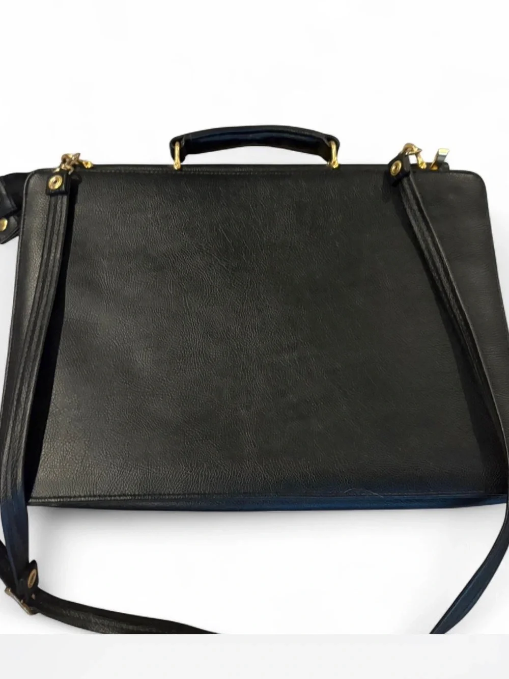 Vintage Pierre Balmain black leather briefcase